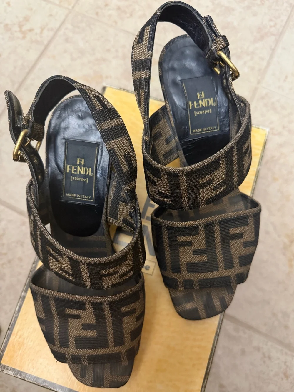 Fendi Zucca Wedge Heels Size 6.5